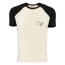 Cream and black W logo raglan tee Wilder Woods